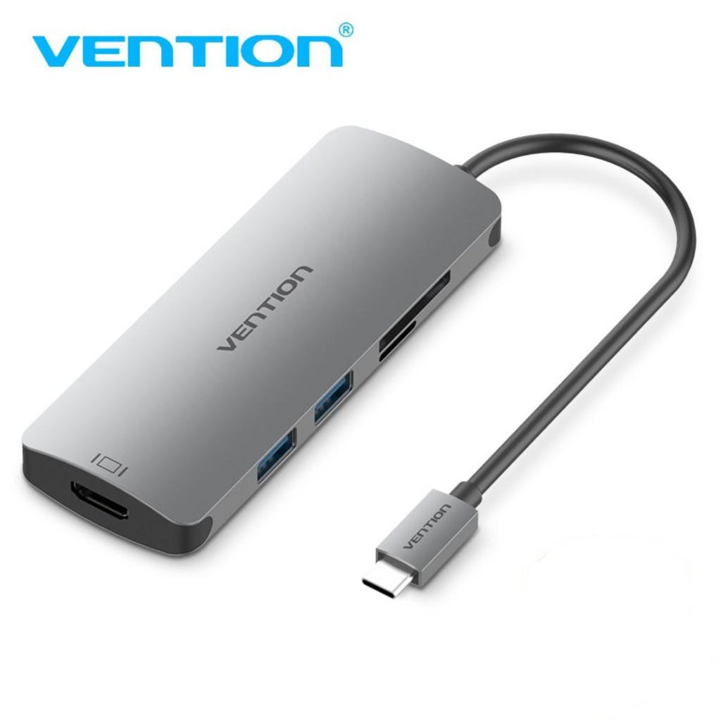 Bộ chuyển đổi Type-C ra HDMI + USB 3.0 + SD + TF + Type-C PD Vention CMEHA - Hàng chính hãng