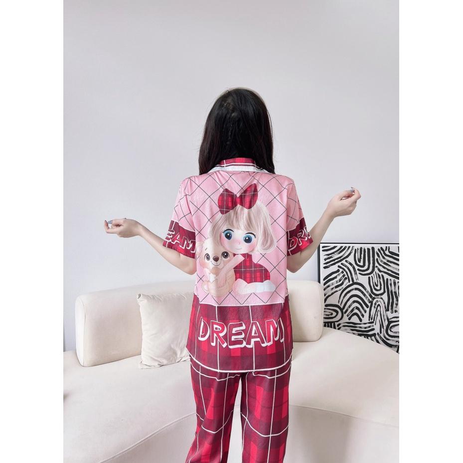 Bộ Pyjama lụa xước ánh kim cao cấp (free size: 45kg đến 65kg) HÀNG THIẾT KẾ MỚI.