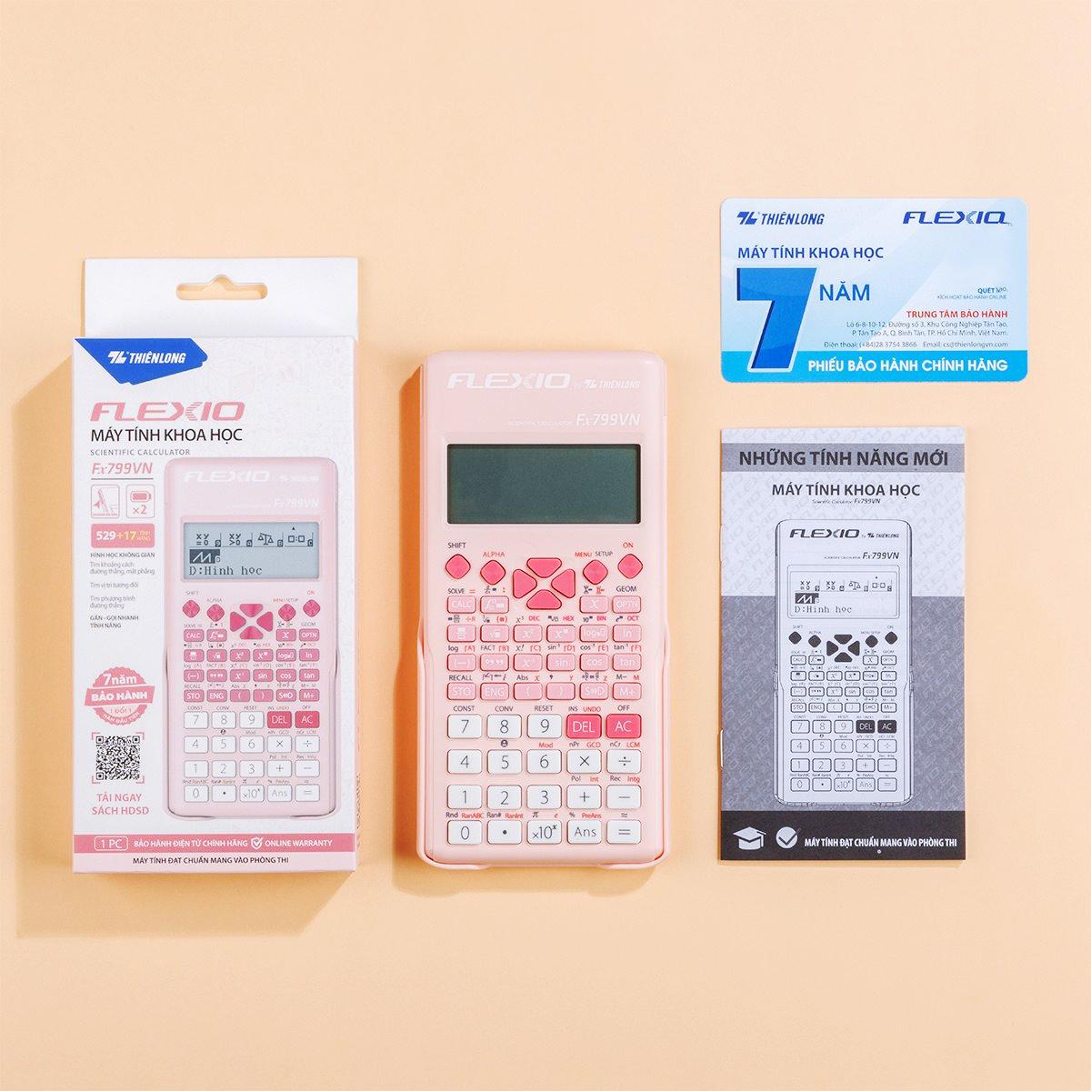 Máy Tính Khoa Học Flexio - Thiên Long Fx799VN - Màu Hồng - Mẫu 2
