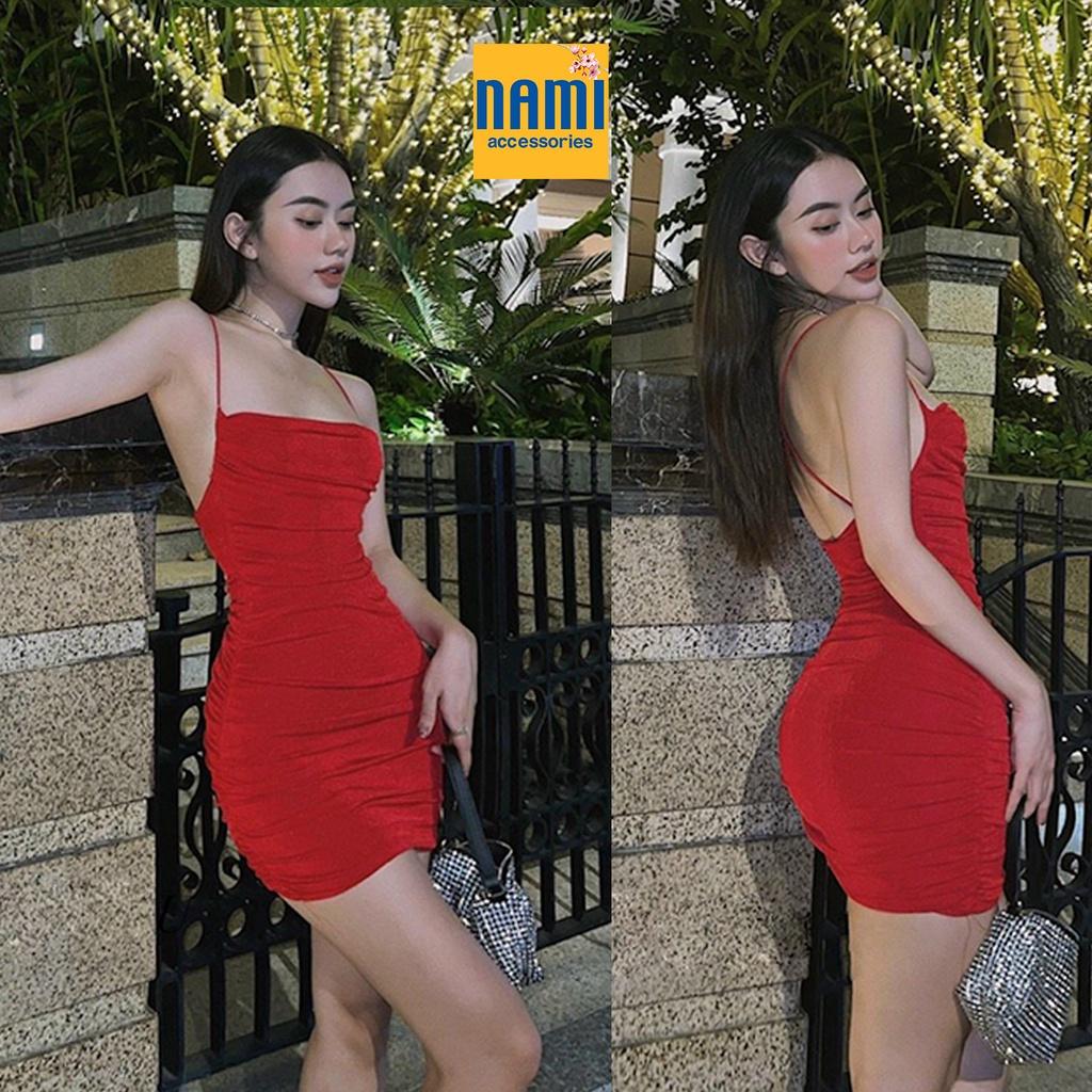Đầm Ôm Body Ánh Nhũ Nhún Thân Đan Dây Lưng Sexy Cá Tính Siêu Tôn Dáng - ATNU007