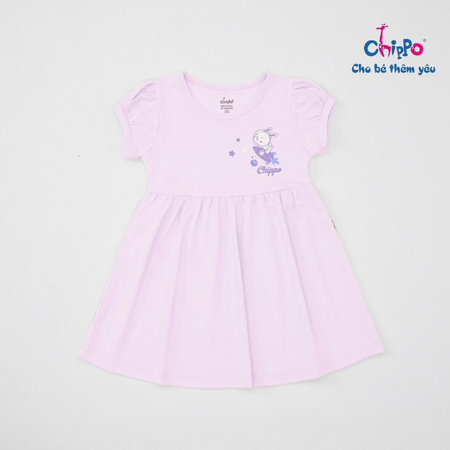 Váy cổ tròn Chippo cho bé gái chất liệu 100% Cotton Váy thun Đầm cho bé từ 1 đến 5 tuổi (10-19Kg)