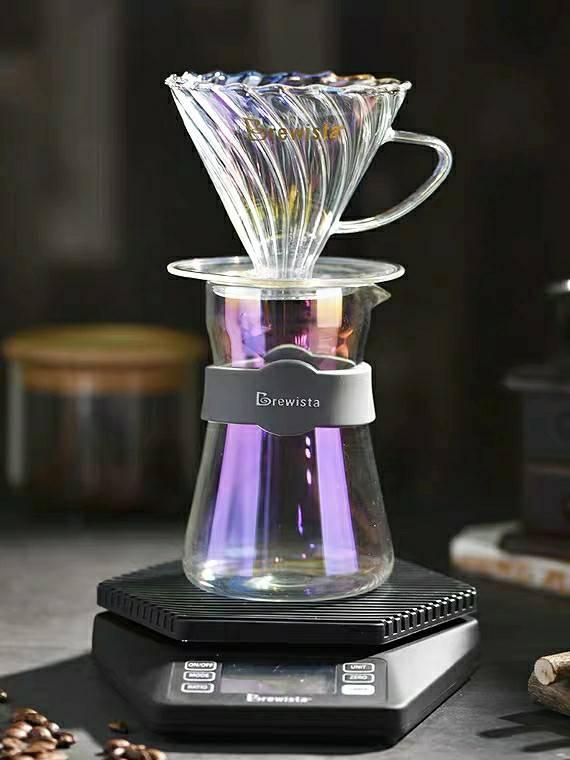 Bộ phễu V60 pha cà phê pour over thủy tinh Brewista Tornado Dripper &amp; Server - Màu ánh trăng