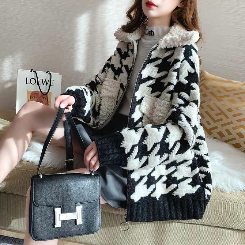 Áo Khoác Cardigan Dệt Kim Dày Dáng Rộng Có Khóa Kéo Phong Cách Hàn Quốc Thời Trang Mùa Đông Mới Cho Nữ