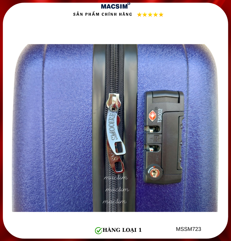 Vali cao cấp Macsim Smooire MSSM723 cỡ 24 inch màu matt blue - Hàng loại 1