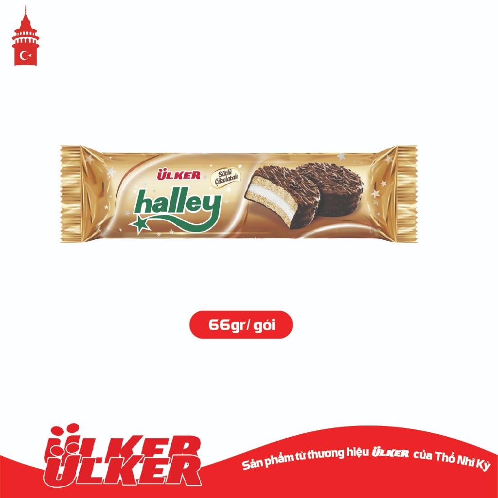 Bánh xốp kẹp marshmallow ULKER HALLEY bọc sô cô la 66g