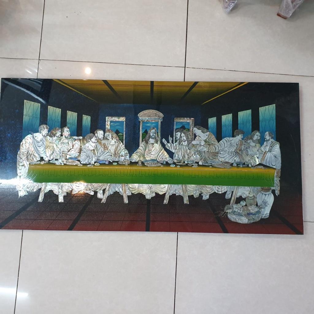 Tranh sơn mài buổi tiệc ly cẩn ốc xà cừ cao cấp, ốc chìm, hàng xuất khẩu size 60x120 cm treo tường, trang trí nhà cửa