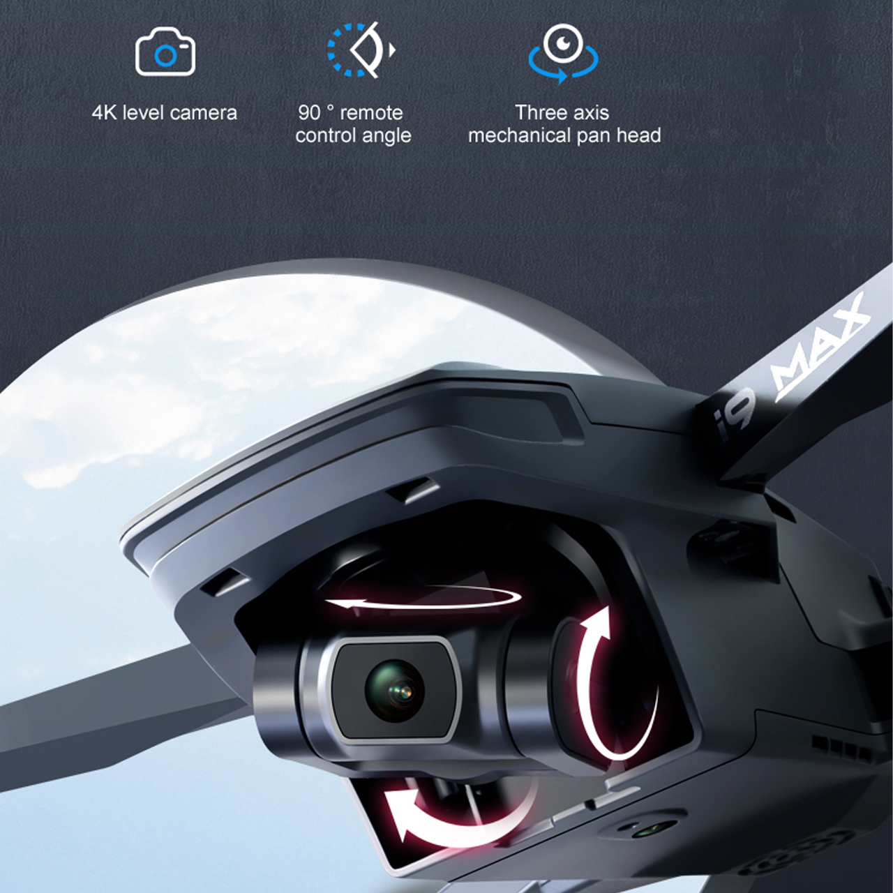 Flycam mini giá rẻ camera 4k i9 Max - Máy bay flycam thế hệ mới gimbal 3 trục, G.P.S, bay 3km, thời gian bay 25 phút, động cơ không chổi than, cảm biến chống va chạm - hàng chính hãng