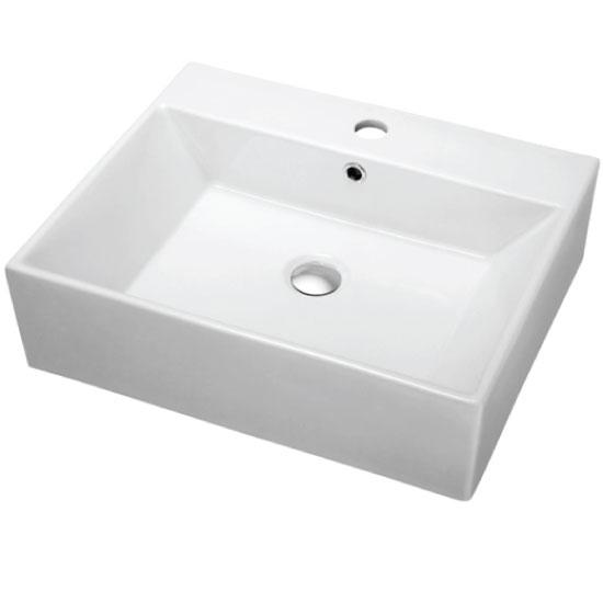 Chậu lavabo, chậu rửa mặt đặt bàn sứ trắng, hình chữ nhật, độ bền cao, hàng nhập khẩu Moen BC9903-119