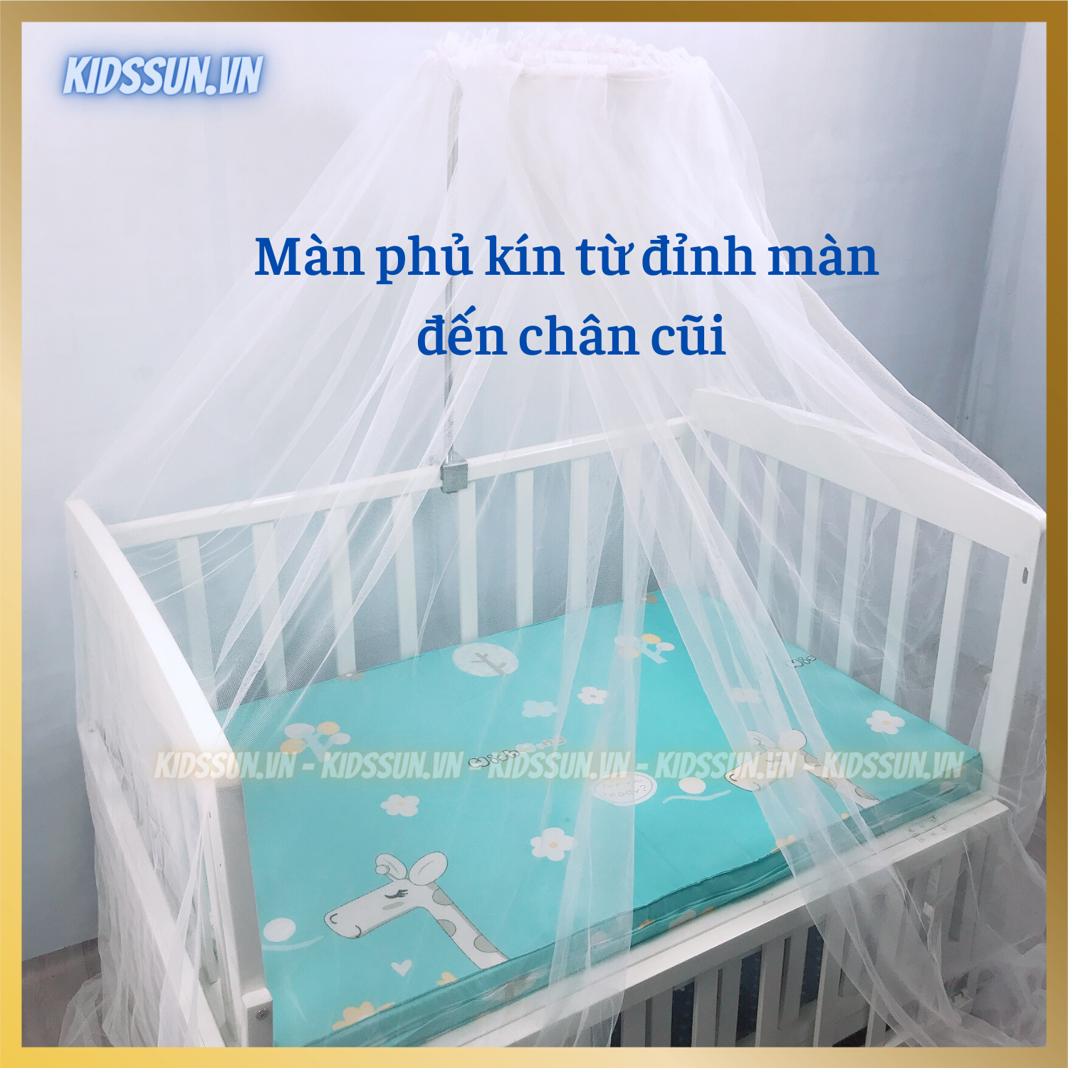 Màn Nôi Cũi KIDSSUN Cho Bé Và Khung Inox Treo Mùng Chất Liệu Dày Dặn Chống Muỗi Cho Nôi Cũi Trẻ Sơ Sinh