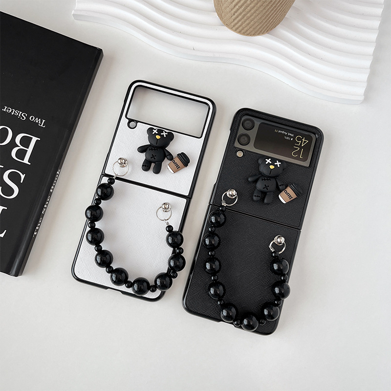 Ốp Lưng Cho Samsung Galaxy Z Flip 5 / Z Flip 4 Gấu Nổi Kèm Dây Xỏ Tay Xinh Xắn - BUM STORE GALAXY CASE