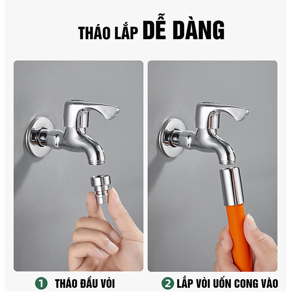 Vòi nước nối dài uốn cong 360 độ chống tung tóe lắp cho mọi loại vòi Minh House