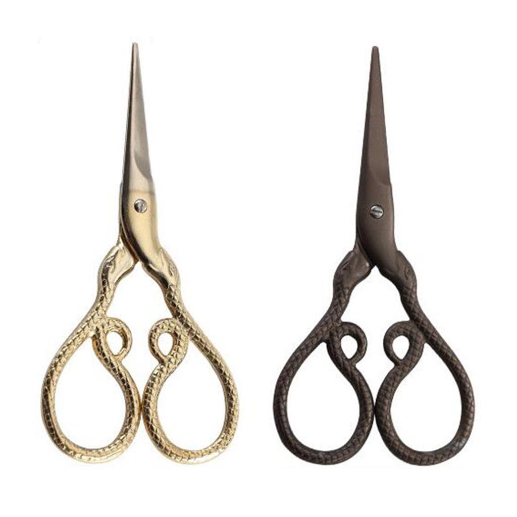 Vintage Snake Shape Sewing Scissors Trimming Dressmaking Shears Cross Stitch Stainless Steel Tailor Scissors for Sewing Embroidery Fabric