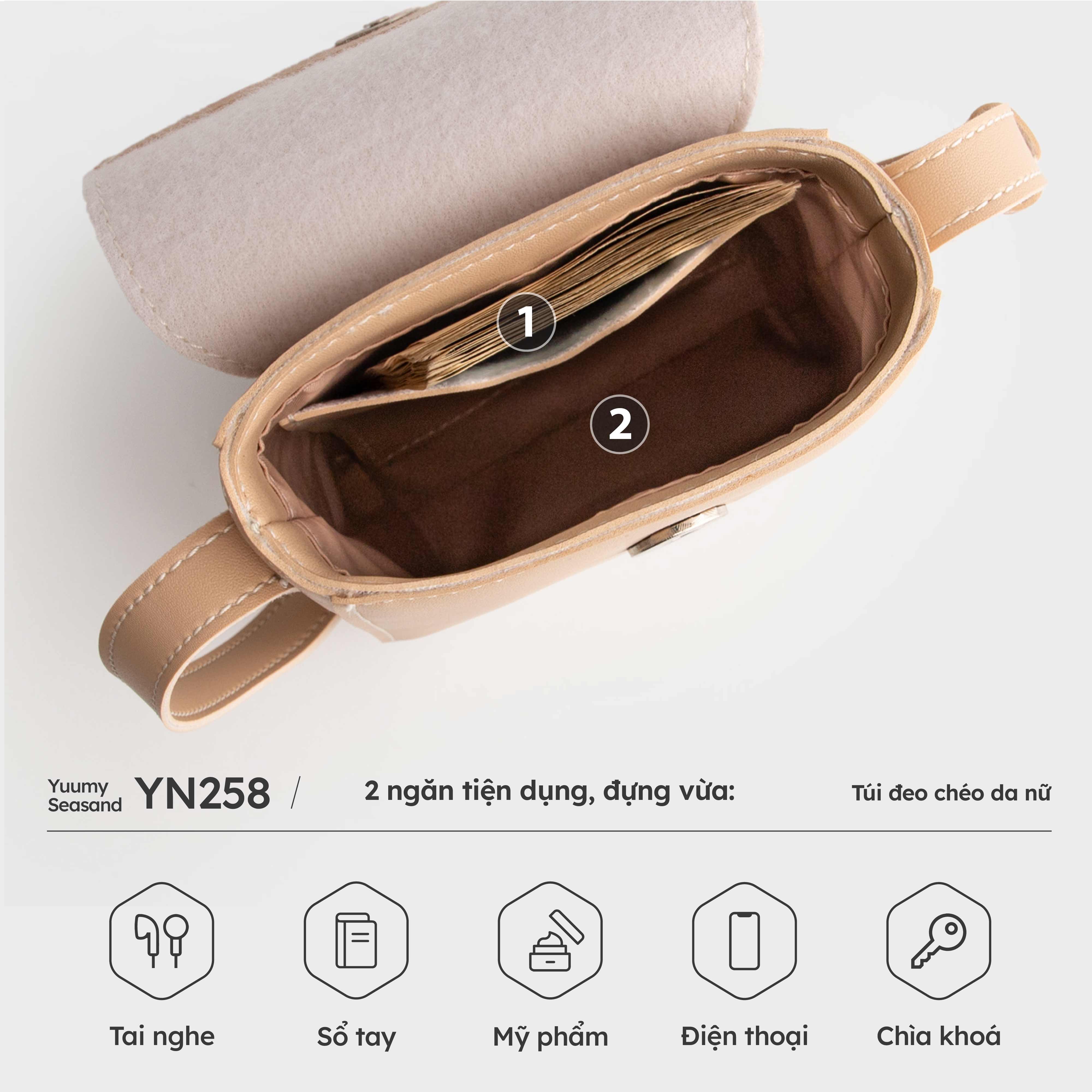 Túi Yuumy ( Thời trang nữ mini dáng đứng nắp gập thanh lịch - Túi đeo chéo da Seasand YN258 )