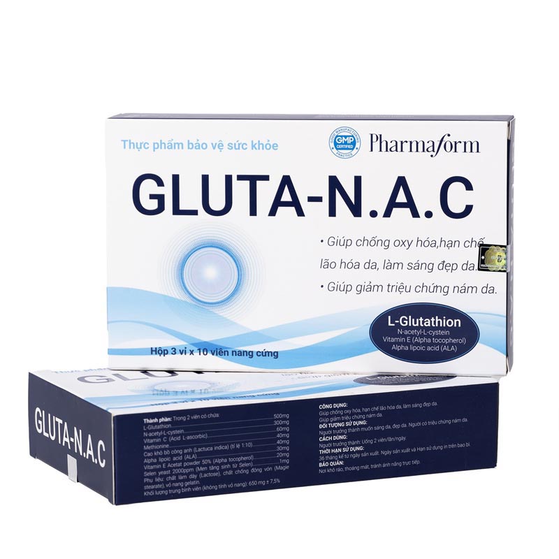 Viên uống Pharmaform Gluta N.A.C sáng da, ngừa lão hoá Hộp 30 viên