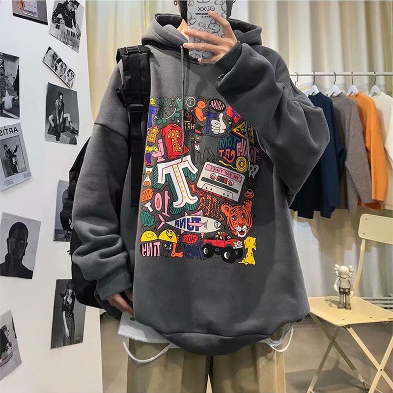 Áo hoodie nam nữ form rộng Unisex một màu in hoạt hình cá tính Hàn Quốc – FORMEN SHOP – FMGV034