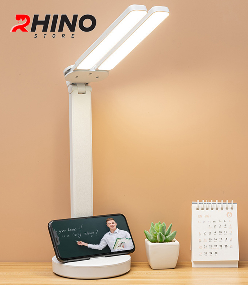 Đèn học LED 3 ánh sáng bảo vệ mắt chống cận cảm ứng Rhino L205, tích điện đa năng làm việc, để bàn học - Hàng chính hãng