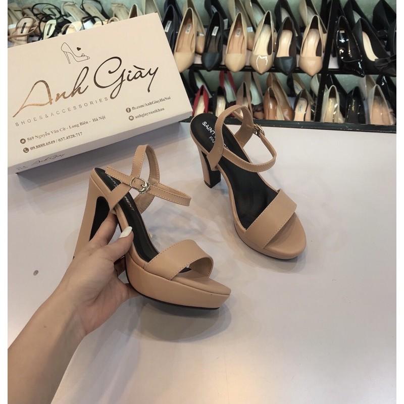 Sandal da lì đúp đế quai ngang gót trụ 12p cực chắc chắn Việt Nam xuất khẩu