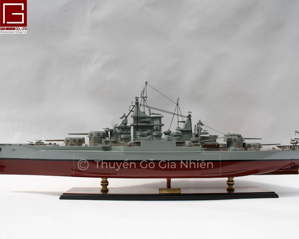 Mô Hình Thuyền Gỗ Phong Thủy Dạng Thuyền Chiến USS CALIFORNIA Chính Hãng Hàng Xuất Khẩu Chất Lượng Cao