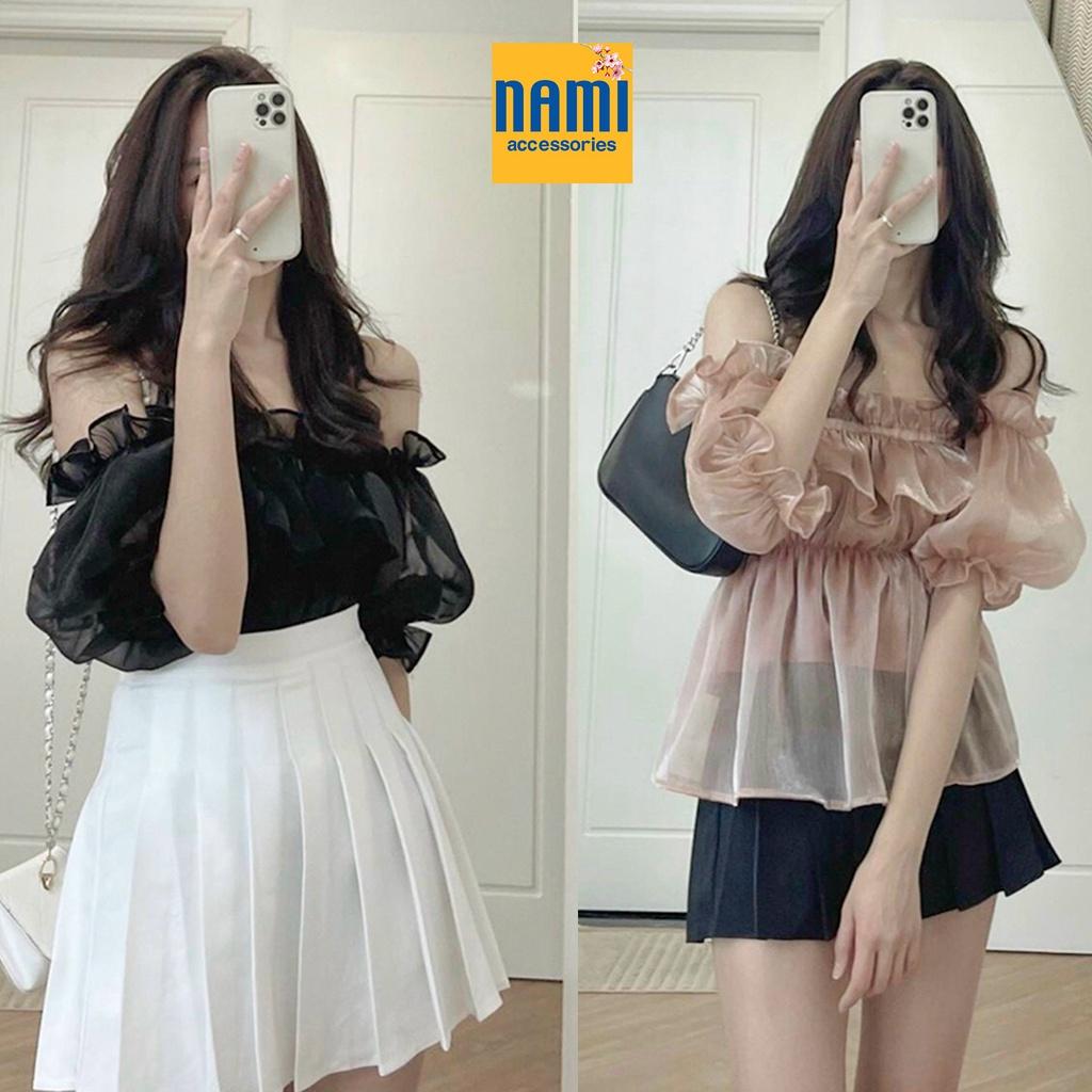 ( HÀNG CHUẨN ĐẸP ) Áo Nhún Bèo Trễ Vai Tay Phồng Tiểu Thư Siêu Đáng Yêu Quyến Rũ Mặc Là Mê - ATNU036