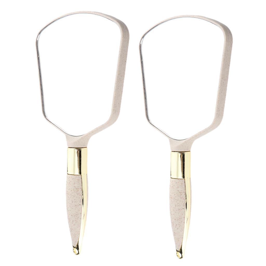 Cuticate 2 Chiếc Du Lịch Di Động Nhựa Trang Điểm Cầm Tay Đựng Mỹ Phẩm Vanity HD Tráng Gương Màu Be