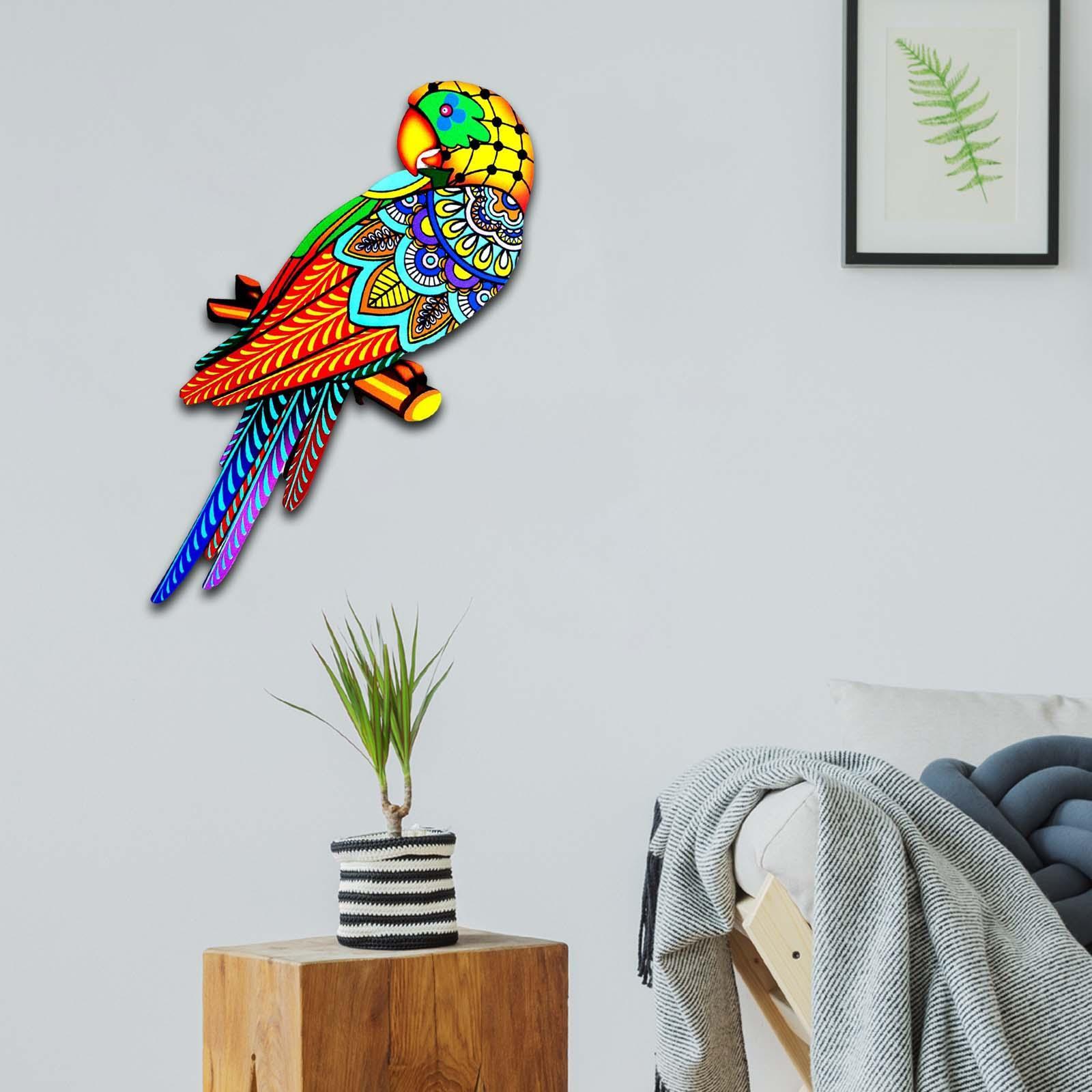Bird Wall Art Decor Ornament Bird Model Iron Colorful Birds for Balcony Fence