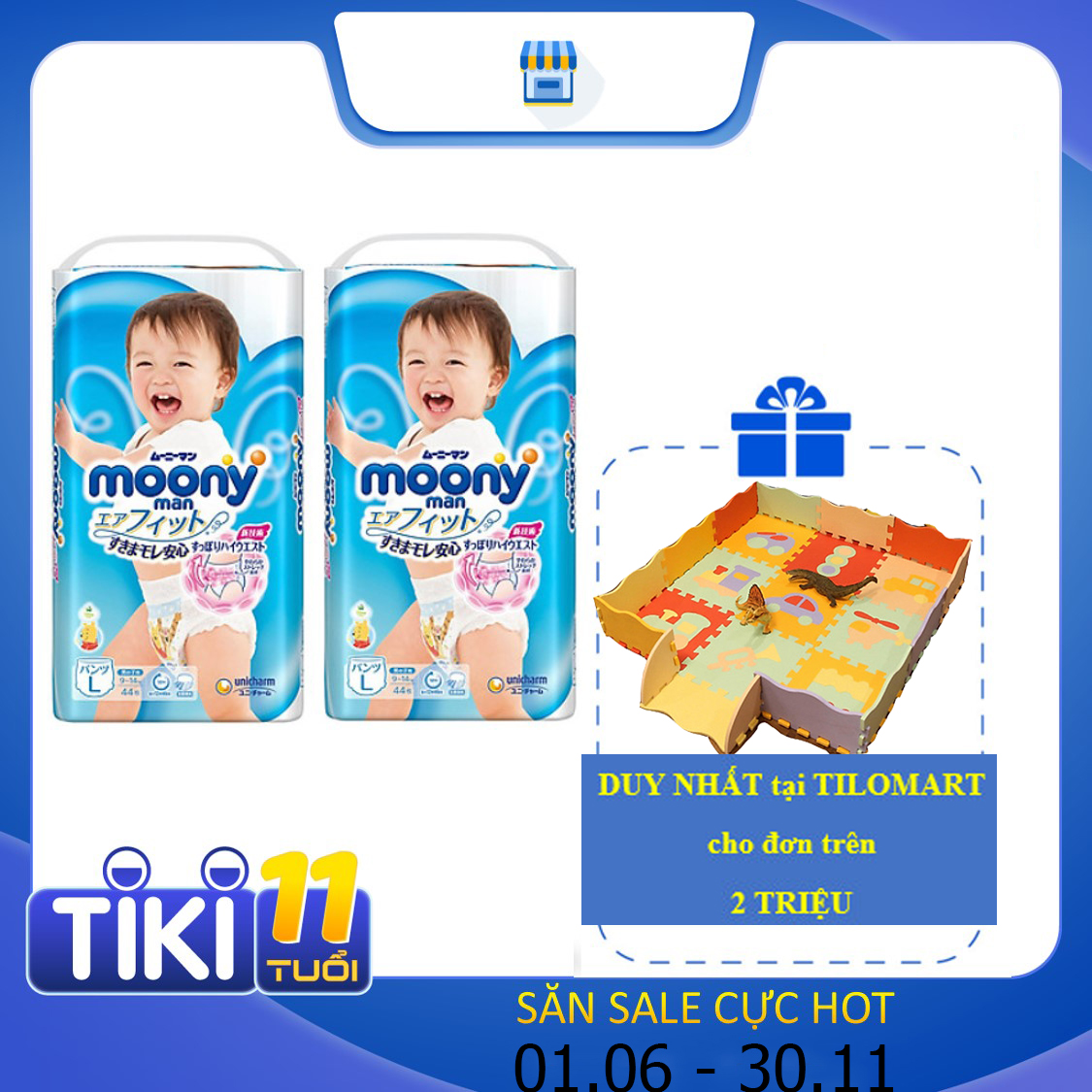 Combo 2 Gói Tã Quần Cao Cấp Moony Nhật Bản Bé Trai L44 (44 Miếng)