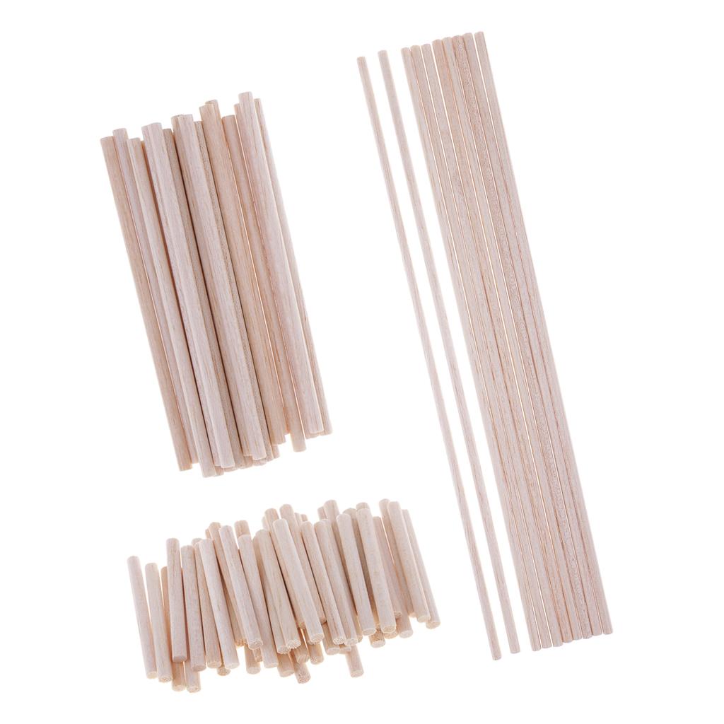 80 Chiếc Balsa Gậy Gỗ Gỗ Dowel Thanh Đường Kính 5 Mm Thủ Công Chưa Hoàn Thành Gỗ Tự Nhiên-50 Mm/ 120 Mm/300 Mm