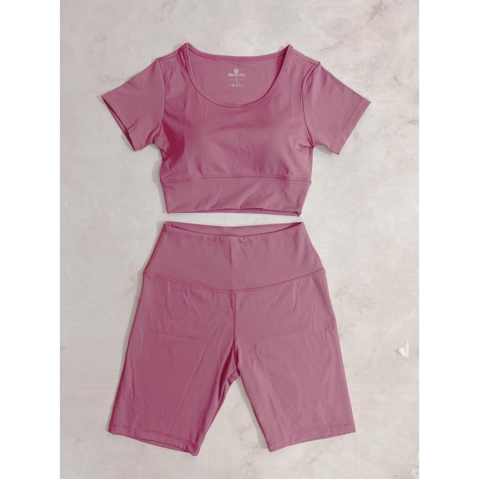 Set croptop đùi cạp bằng kèm mút tập gym yoga aerobic nữ chất thun lạnh 4 chiều co giãn(Bộ croptop đùi cạp bằng)-Ng02