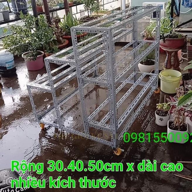 Khung Kệ sắt V Lỗ 3 Bậc 5 tầng,Khung sắt V3 CÓ GẮN BÁNH XE,KỆ TRƯNG BÀY,KỆ ĐỂ CÂY CẢNH SEN ĐÁ