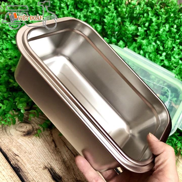 COMBO Bộ 3 Hộp BẢO QUẢN thực phẩm INOX 304 có NẮP. DỤng cụ đựng chứa trữ ĐA NĂNG trong tủ lạnh