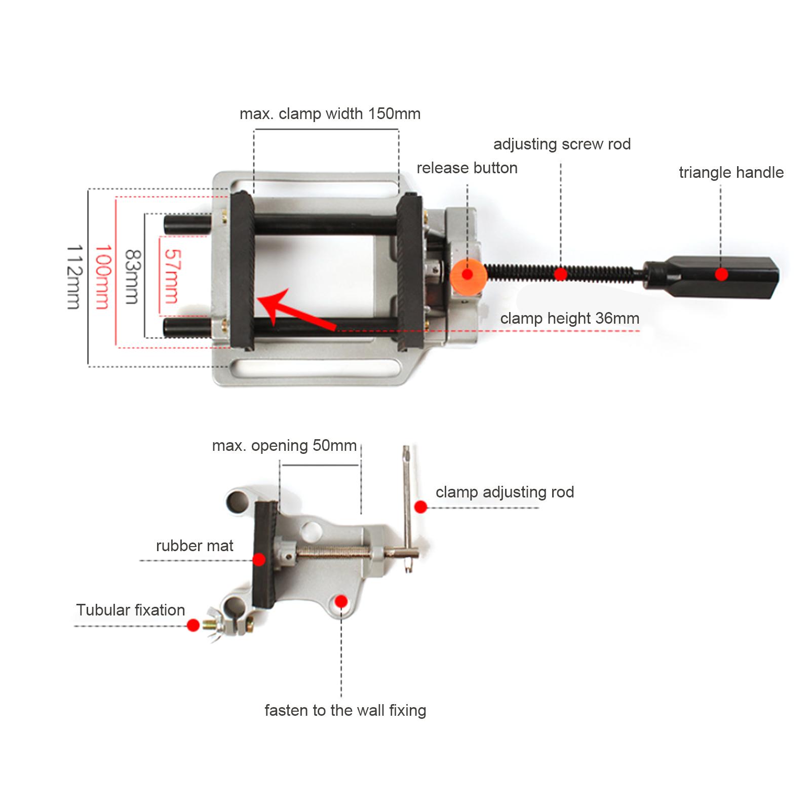 100mm Quick Release Drill Vise Heavy-duty Die-cast Aluminum Alloy Release Button for Drill Presses Work Benches