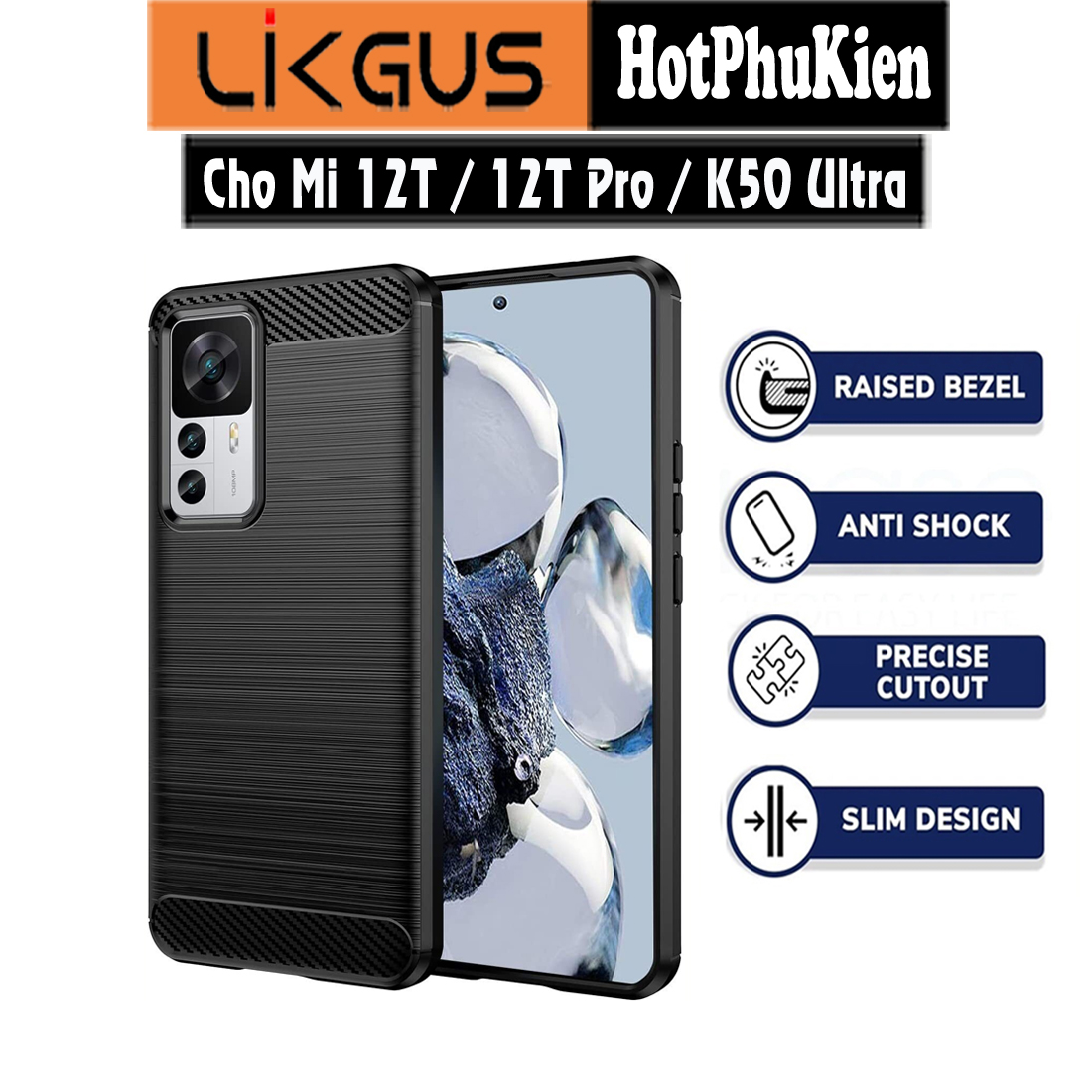 Ốp lưng chống sốc vân kim loại cho Xiaomi Mi 12T 5G / Mi 12T Pro 5G / Redmi K50 Ultra hiệu Likgus - Hàng nhập khẩu