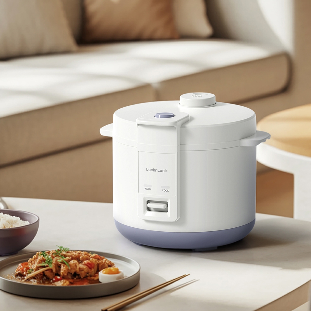 Nồi cơm điện LocknLock EJR442IVY One-switch Rice Cooker 1.5L Kèm Khay Hấp Đa Năng - Màu Ngà - Hàng Chính Hãng - JoyMall