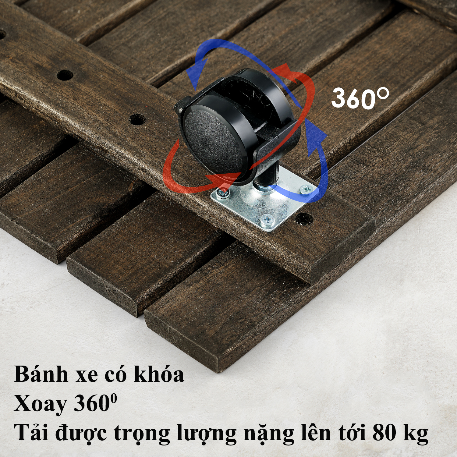 (Bộ 2) Đế Vuông Nâng Chậu Cây Chậu Hoa Di Động Có Bánh Xe Có Khóa Màu Đen Cạnh 30 cm - Suhouse