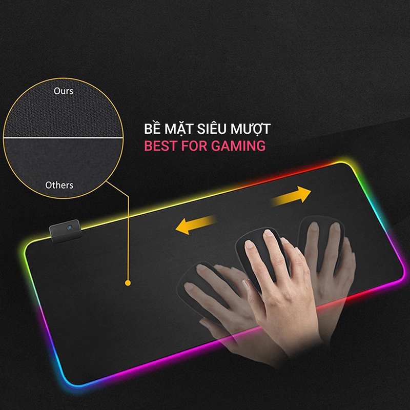 Lót Chuột Cỡ Lớn Có Đèn Led RGB MP-002 Dày Dặn 4mm Nhiều Size Chuyên Game Chống Trơn Trượt Pad Chuột Bàn Phím Chống Thấm Nước Di Chuột Mượt Mà Decor Bàn Làm Việc Siêu Bền