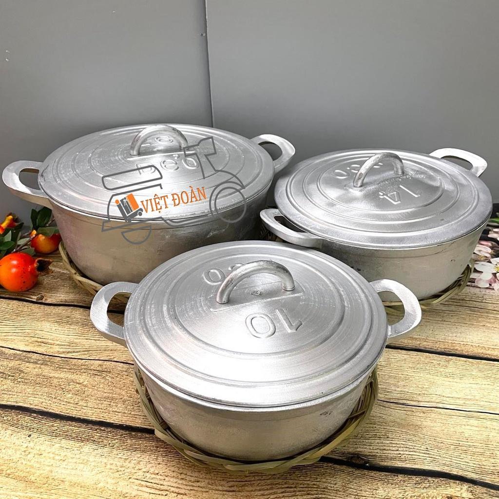 Bộ 3 NỒI GANG ĐÚC Nguyên khối NẮP THẲNG kèm RẾ- SIÊU ĐẸP - Nồi dày nấu cơm siêu ngon, tạo cơm cháy giòn rụm