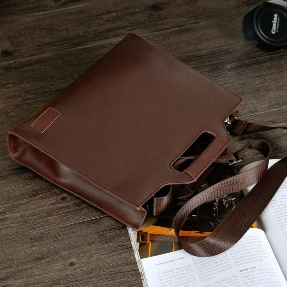 Men's Messenger Bag Crazy Horse Leather File Shoulder Bag