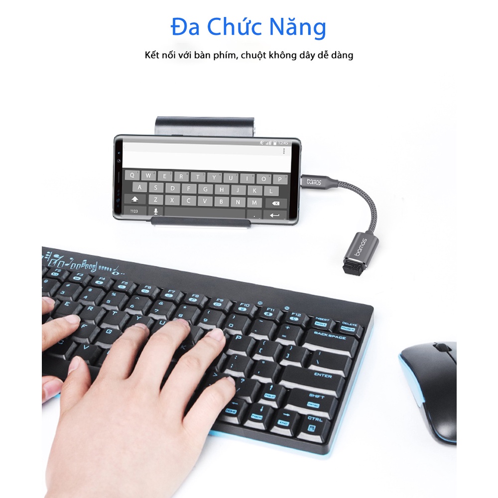 Cáp OTG Type C Bamas BC022 - Bộ Chuyển Đổi Usb Sang Type C Usb 3.0 -Truyền Tải Dữ Liệu Siêu Tốc Lên Đến 5Gbps - Hàng Chính Hãng