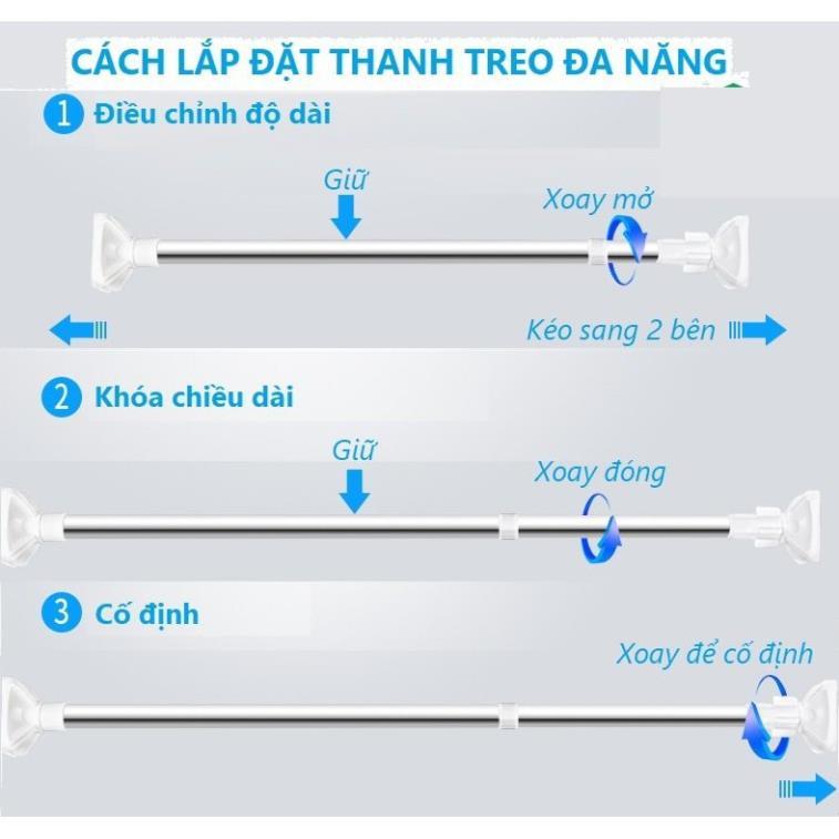 Thanh treo rèm cửa, thanh treo quần áo không cần khoan tường