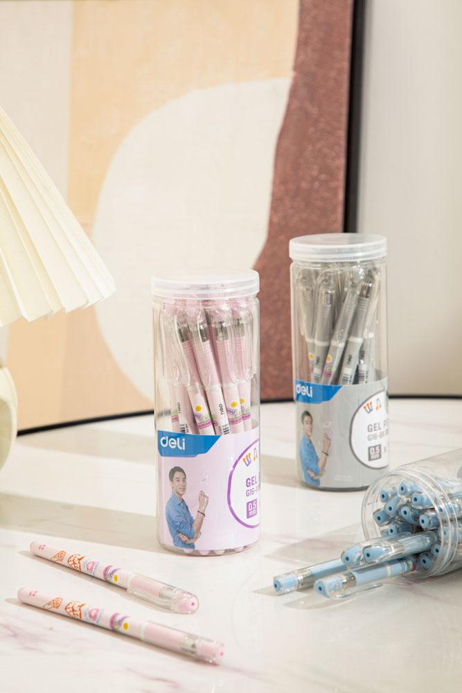 Bút Gel Deli 0.5 mm - Phiên Bản Sơn Tùng M-TP Giới Hạn - Deli G16-BL - Màu Xám - Mực Đen