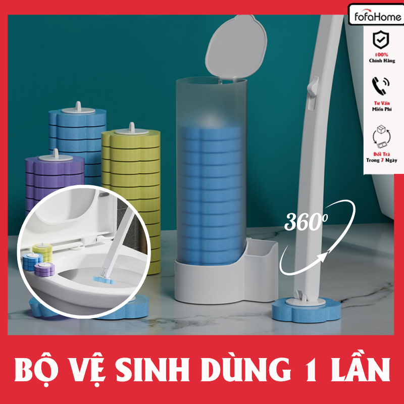 Bộ Cọ Vệ Sinh Dùng Một Lần Gắn Tường, Cọ Toilet Xoay 360 Độ Thế Hệ Mới Có Đầu Thay Thế - Giao Màu Ngẫu Nhiên