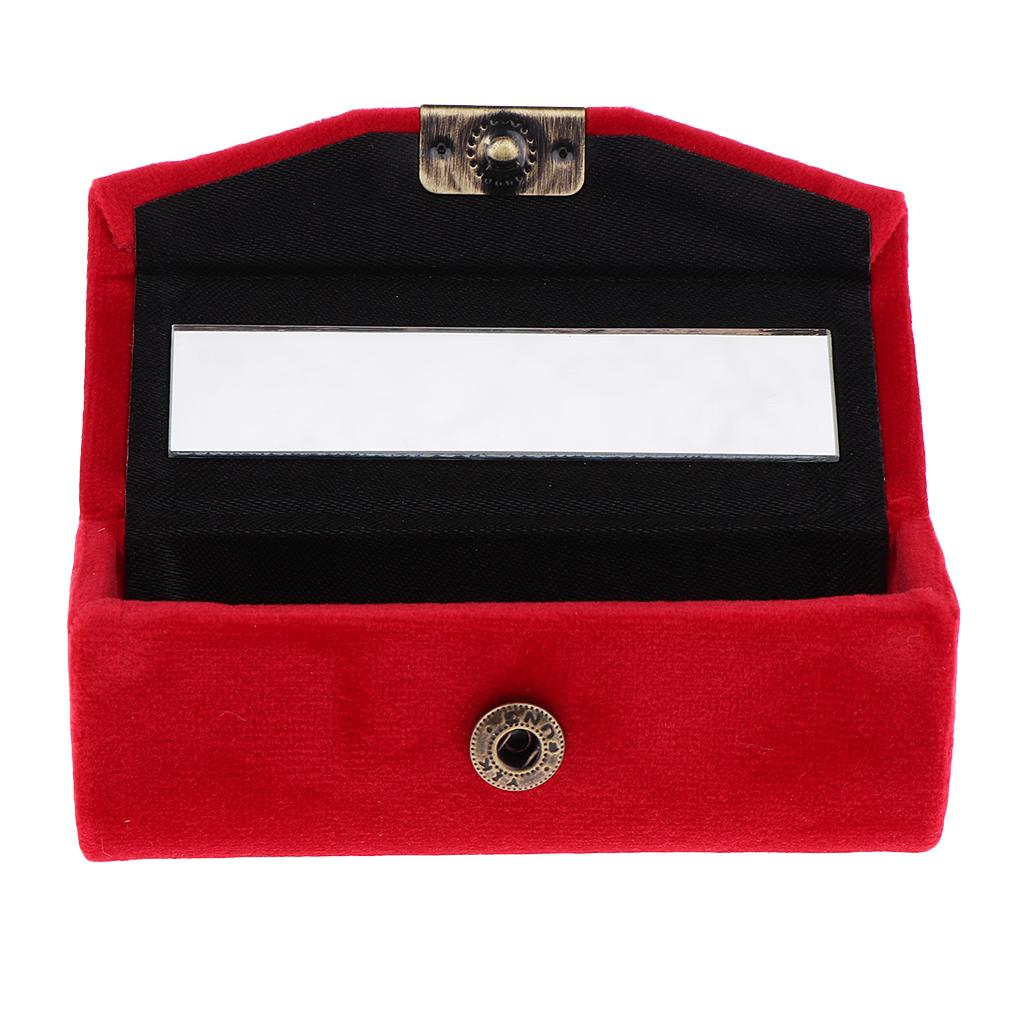 Makeup Holder Lipstick Case Velveteen Lip Balm Perfume Storage Box with Mirror for Purse Handbag Travel