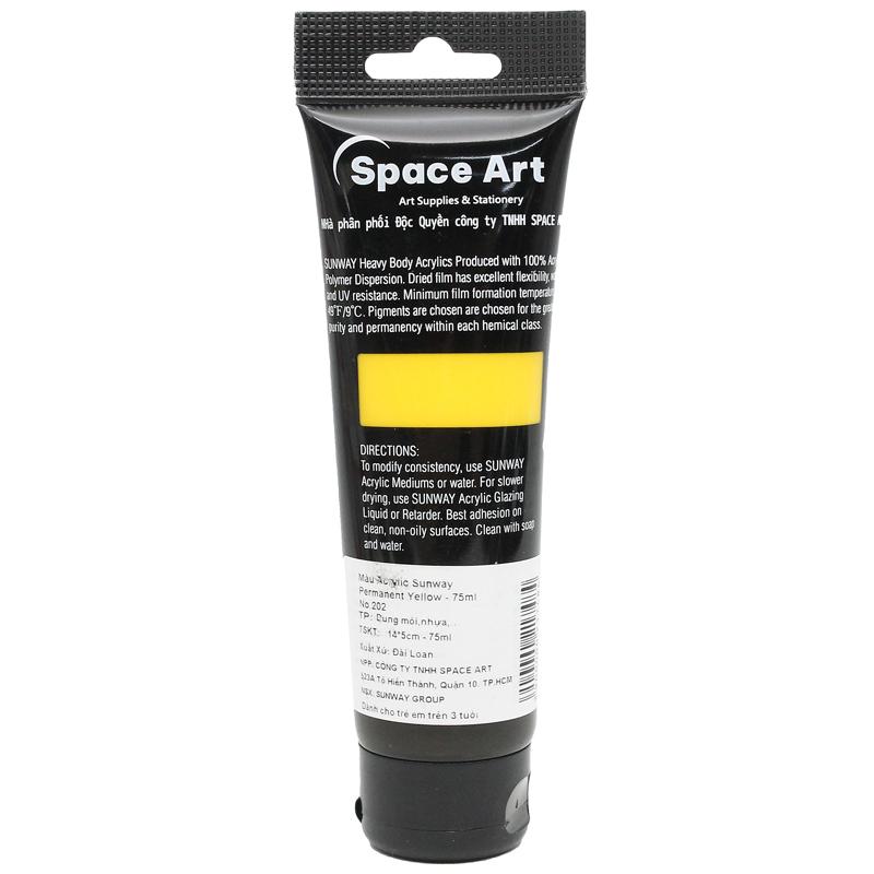 Tuýp Màu Vẽ Acrylic 75 ml - Sunway No.202 - Permanent Yellow