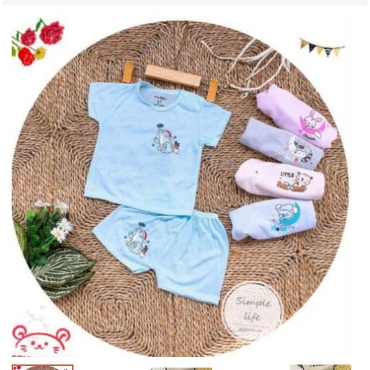 Bộ quần áo sơ sinh cọc tay mẫu kẻ NB cho bé từ 0-15 tháng tuổi