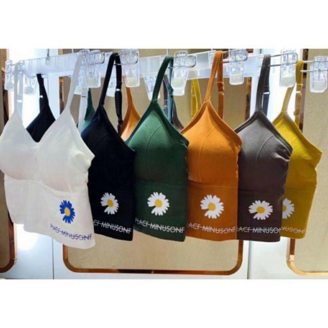 Áo bra cotton len tăm Hoa Cúc Hottrend- Áo lót không gọng tập Gym, yoga