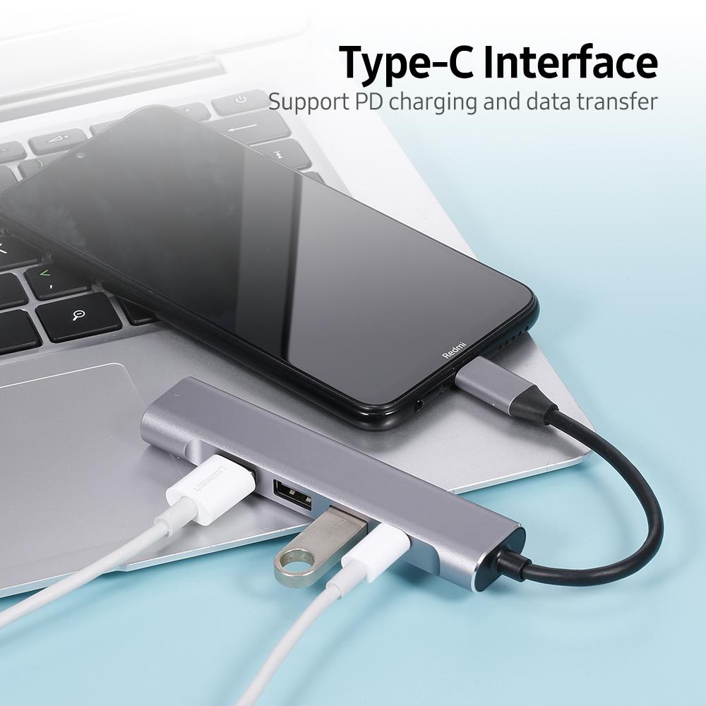 5-in-1 USB-C Hub USB3.0 USB2.0 Type-C to 4K HD Converter PD Quick Charge /Data Transfer USB Hub