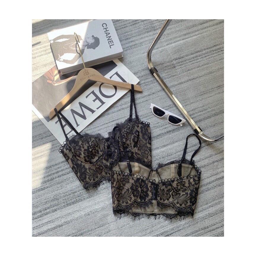 Áo bra ren - áo croptop đính nút không gọng, phối viền ren sexy quyến rũ hàng loại đẹp 01