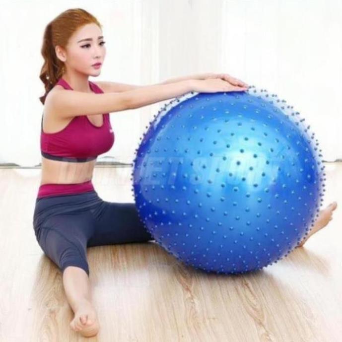 Bóng Tập Yoga 75cm Loại Dày Có Gai Tặng Kèm Bơm Bóng