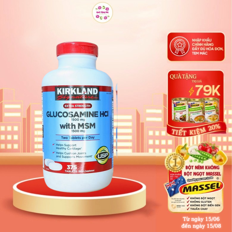 Glucosamine 1500mg Chondroitin 1200mg Kirkland Signature - Phục hồi sụn khớp, Giảm đau nhức xương khớp và Hỗ trợ sự vận động linh hoạt hiệu quả - QuaTangMe Extaste