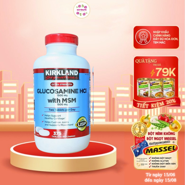 Glucosamine 1500mg Chondroitin 1200mg Kirkland Signature  - Phục hồi sụn khớp, Giảm đau nhức xương khớp và Hỗ trợ sự vận động linh hoạt hiệu quả - QuaTangMe Extaste